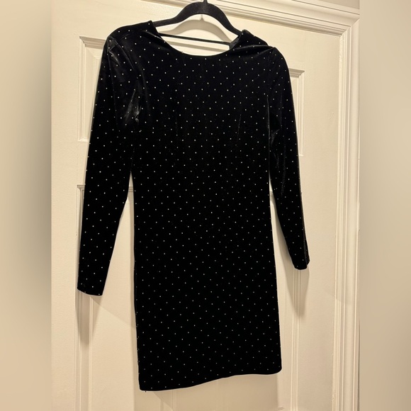 Express Black Bodycon Dress Long Sleeve Crew Neck size 2 - Picture 3 of 7